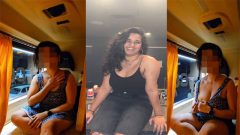 Running Bus – Wife Showing Her Assets To Outsiders On